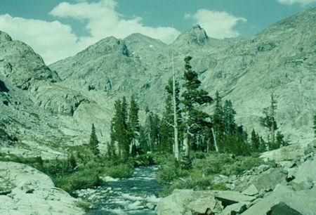 Looking upstream on North Fork San Joaquin - Ansel Adams Wilderness - Aug 1958 Looking upstream on North Fork San Joaquin - Ansel Adams Wilderness - Aug 1958