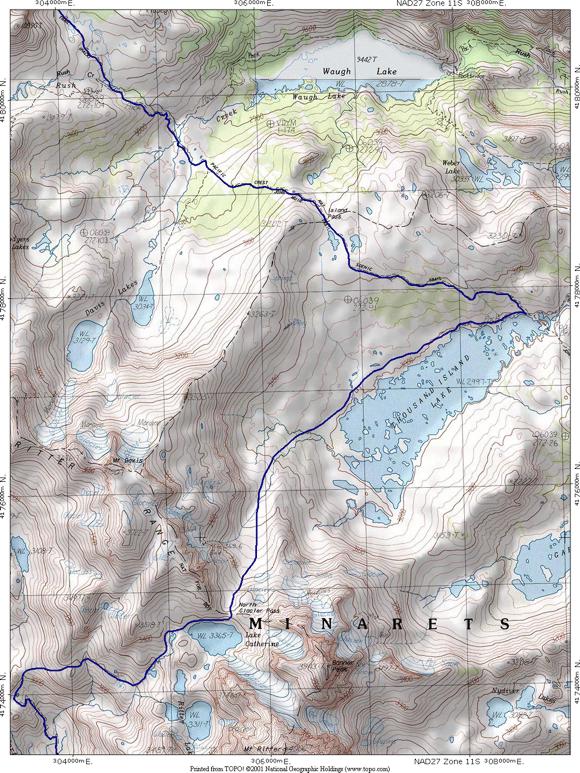 Island Pass to Lake Catherine map Island Pass to Lake Catherine map