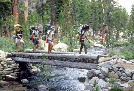 Bridge at Middle Lyell Base Camp - Yosemite National Park 24 Aug 1966 Bridge at Middle Lyell Base Camp - Yosemite National Park 24 Aug 1966