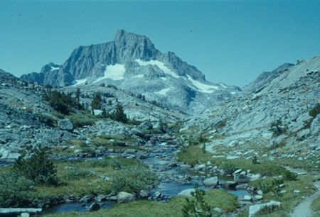 Banner Peak and Banner/Davis Pass from the trail below Thousand Island Lake - Ansel Adams Wilderness - Aug 1959 Banner Peak and Banner/Davis Pass from the trail below Thousand Island Lake - Ansel Adams Wilderness - Aug 1959