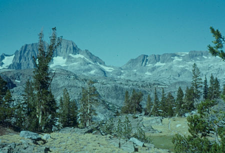 Banner Peak, Banner/Davis Pass, Mt. Davis from Agnew Summit - Ansel Adams Wilderness - 09 Aug 1959 Banner Peak, Banner/Davis Pass, Mt. Davis from Agnew Summit - Ansel Adams Wilderness - 09 Aug 1959