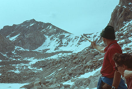 Jim Moore pointing way to University Peak - Kings Canyon National Park 1960 Jim Moore pointing way to University Peak - Kings Canyon National Park 1960