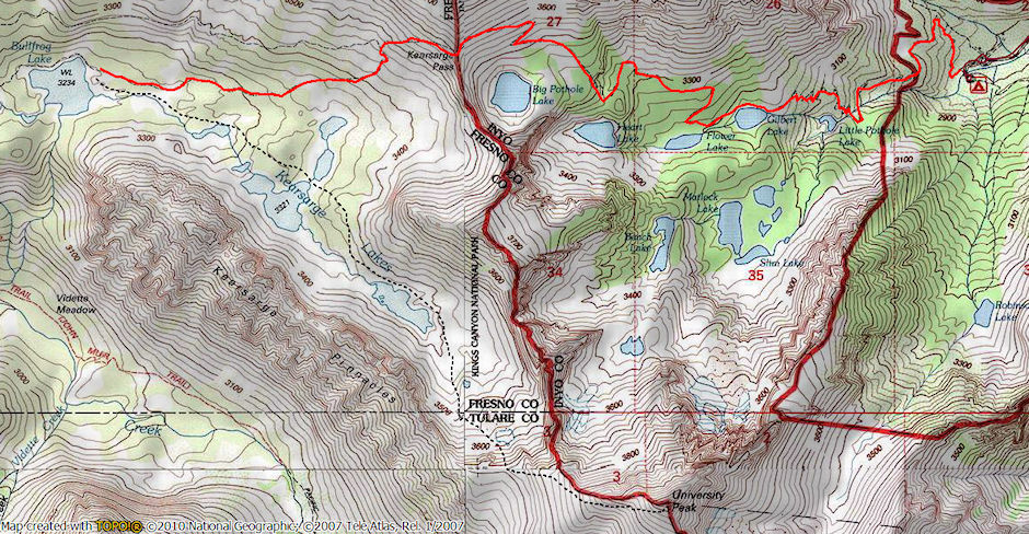University Peak route map University Peak route map