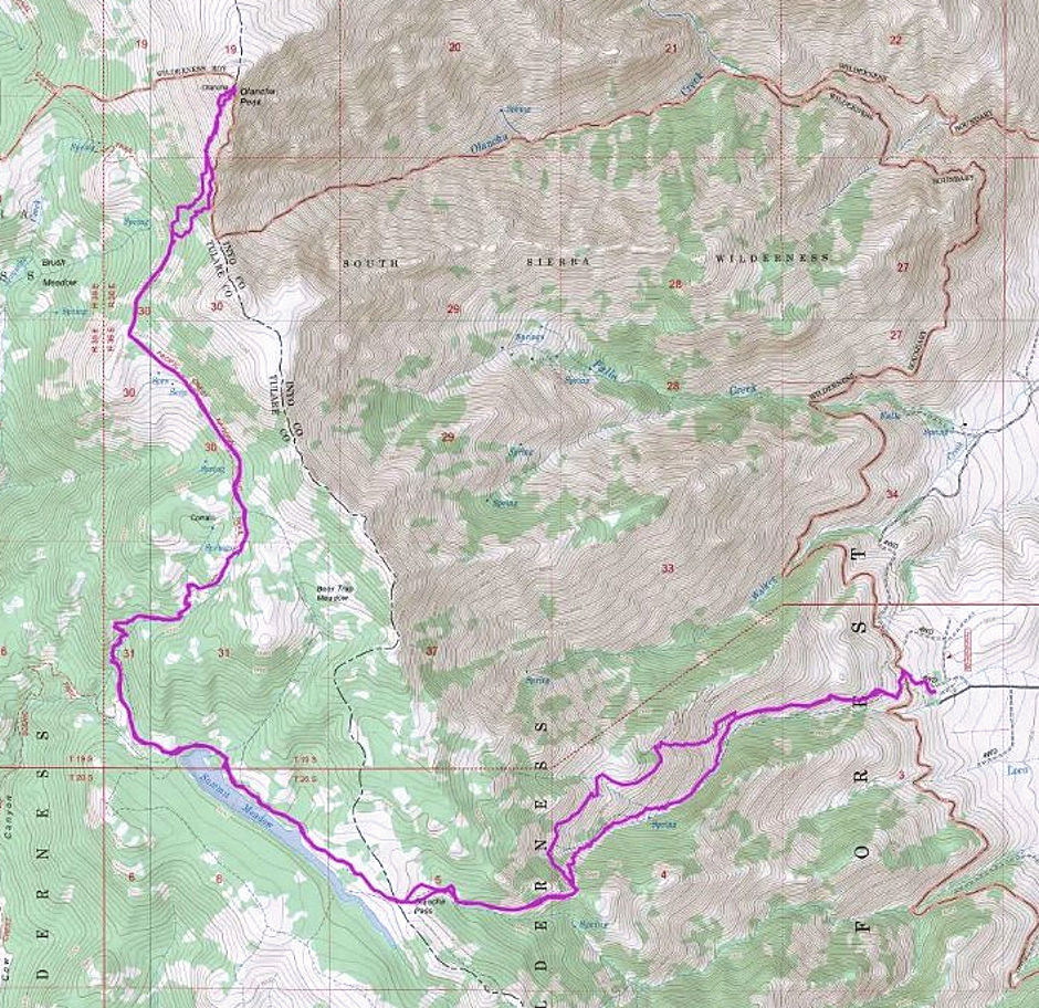 Olancha Peak Map via PCT Olancha Peak Map via PCT