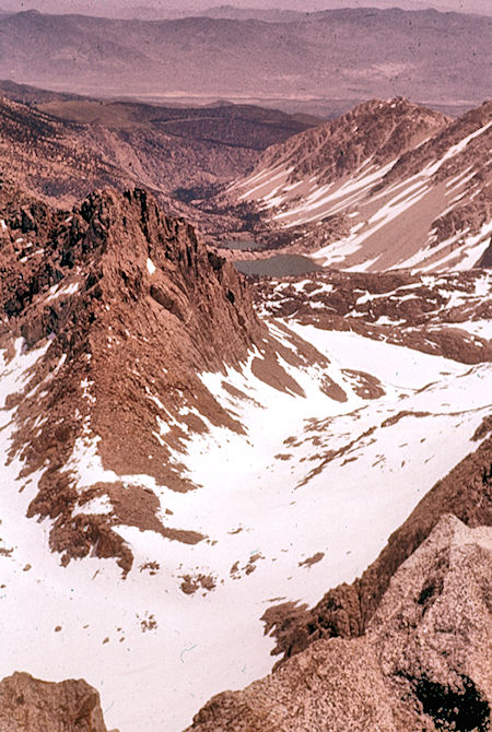 View east down Big Pine Creek from Mt. Agassiz - John Muir Wilderness 24 Jun 1962 View east down Big Pine Creek from Mt. Agassiz - John Muir Wilderness 24 Jun 1962