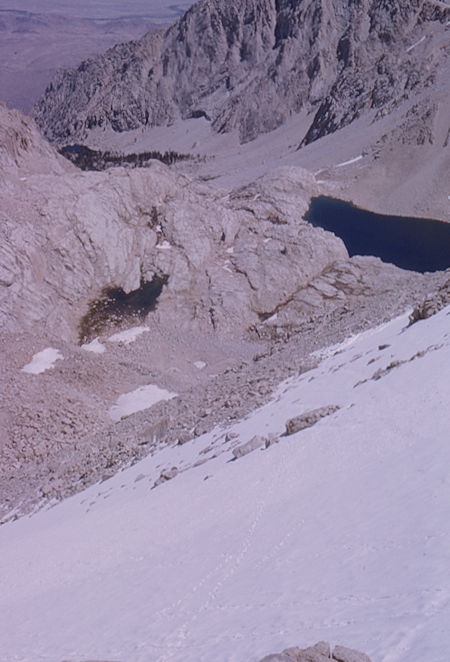 Descending to Consultation Lake on Mount Whitney Trail from Trail Crest - 21 Aug 1965
