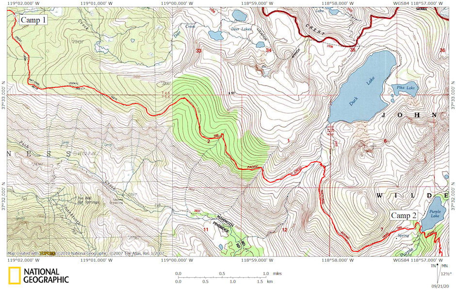 Deer Creek to Purple Lake map 1967 Deer Creek to Purple Lake map 1967