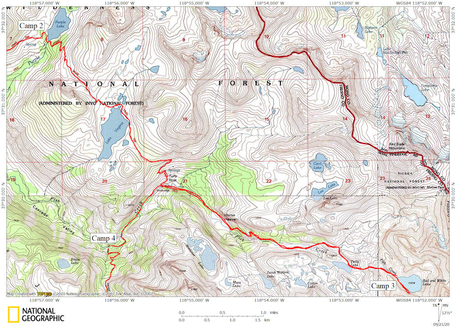 Purple Lake to Red and White Lake; Red and White Lake to upper Cascade Valley map 1967 Purple Lake to Red and White Lake; Red and White Lake to upper Cascade Valley map 1967