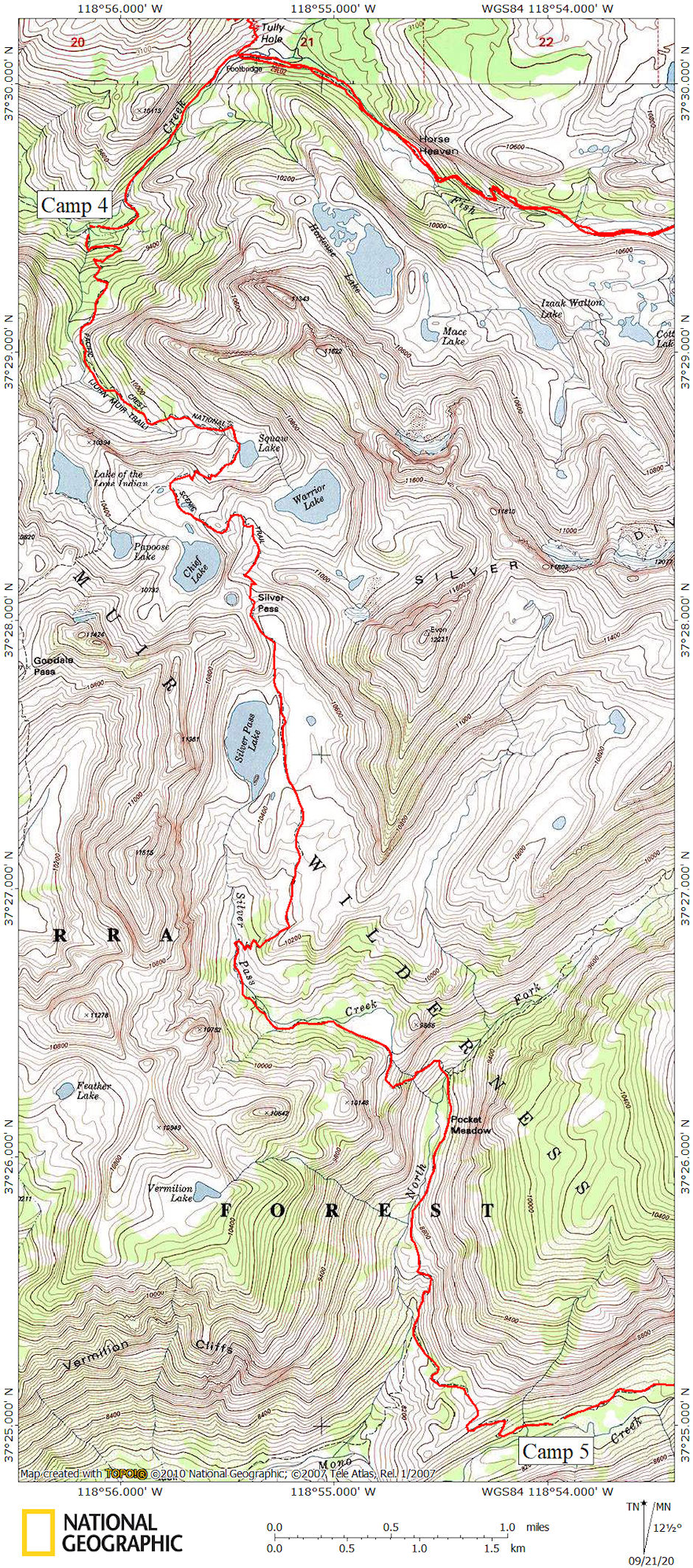 Fish Creek over Silver Pass to Mono Creek map 1967 Fish Creek over Silver Pass to Mono Creek map 1967