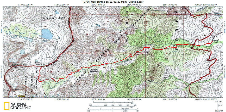 Baxter Pass Trail Route Map Baxter Pass Trail Route Map