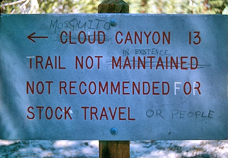 Trail sign at Junction Meadow - Sequoia National Park 31 Aug 1971 Trail sign at Junction Meadow - Sequoia National Park 31 Aug 1971