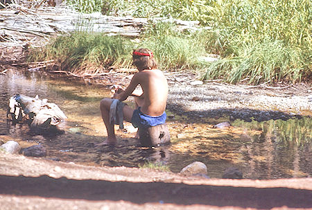 Larry O'Leary doing laundry at Sphinx Creek camp - Kings Canyon National Park 04 Sep 1971 Larry O'Leary doing laundry at Sphinx Creek camp - Kings Canyon National Park 04 Sep 1971