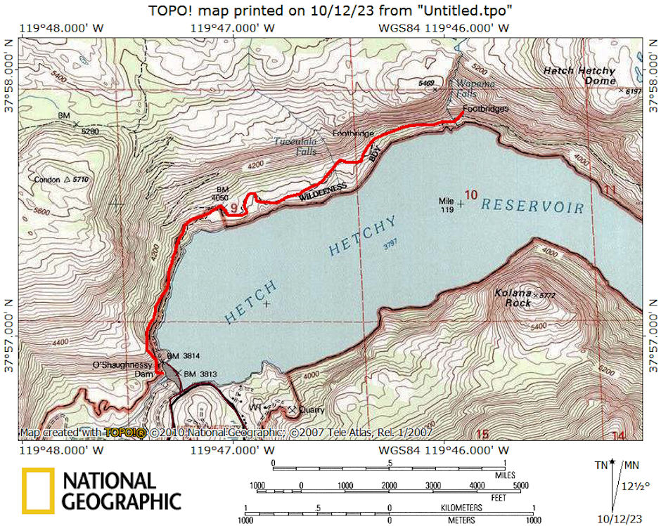 Hetch-Hetchy Reservoir Waterfalls route 1972 Hetch-Hetchy Reservoir Waterfalls route 1972