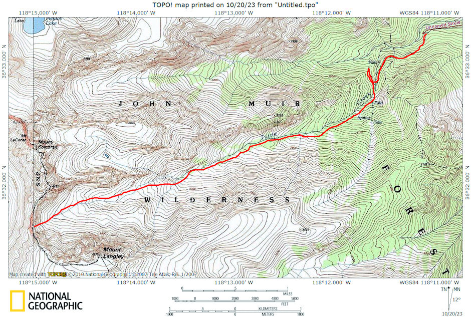 Route up Tuttle Creek Route up Tuttle Creek
