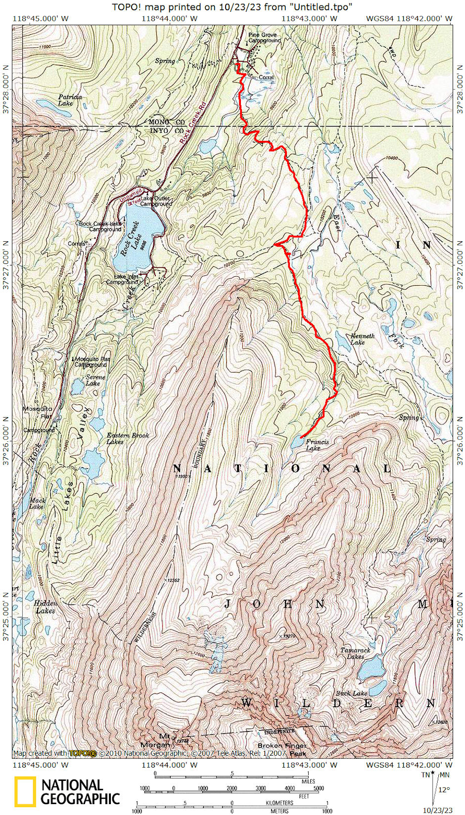 Route map to Francis Lake 1973 Route map to Francis Lake 1973