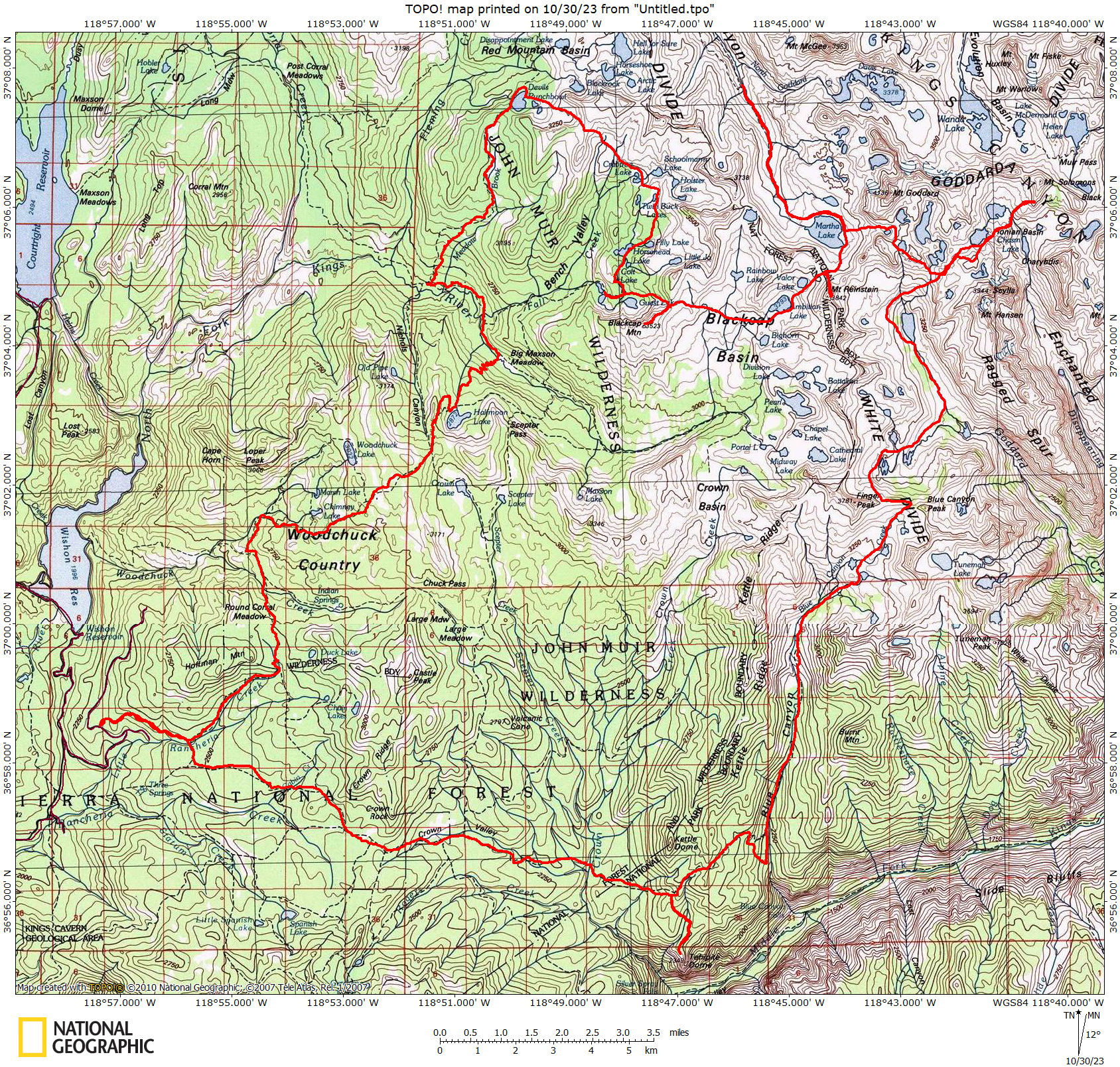 Ionian Basin/Blackcap 1974 Deck Trek Route Map