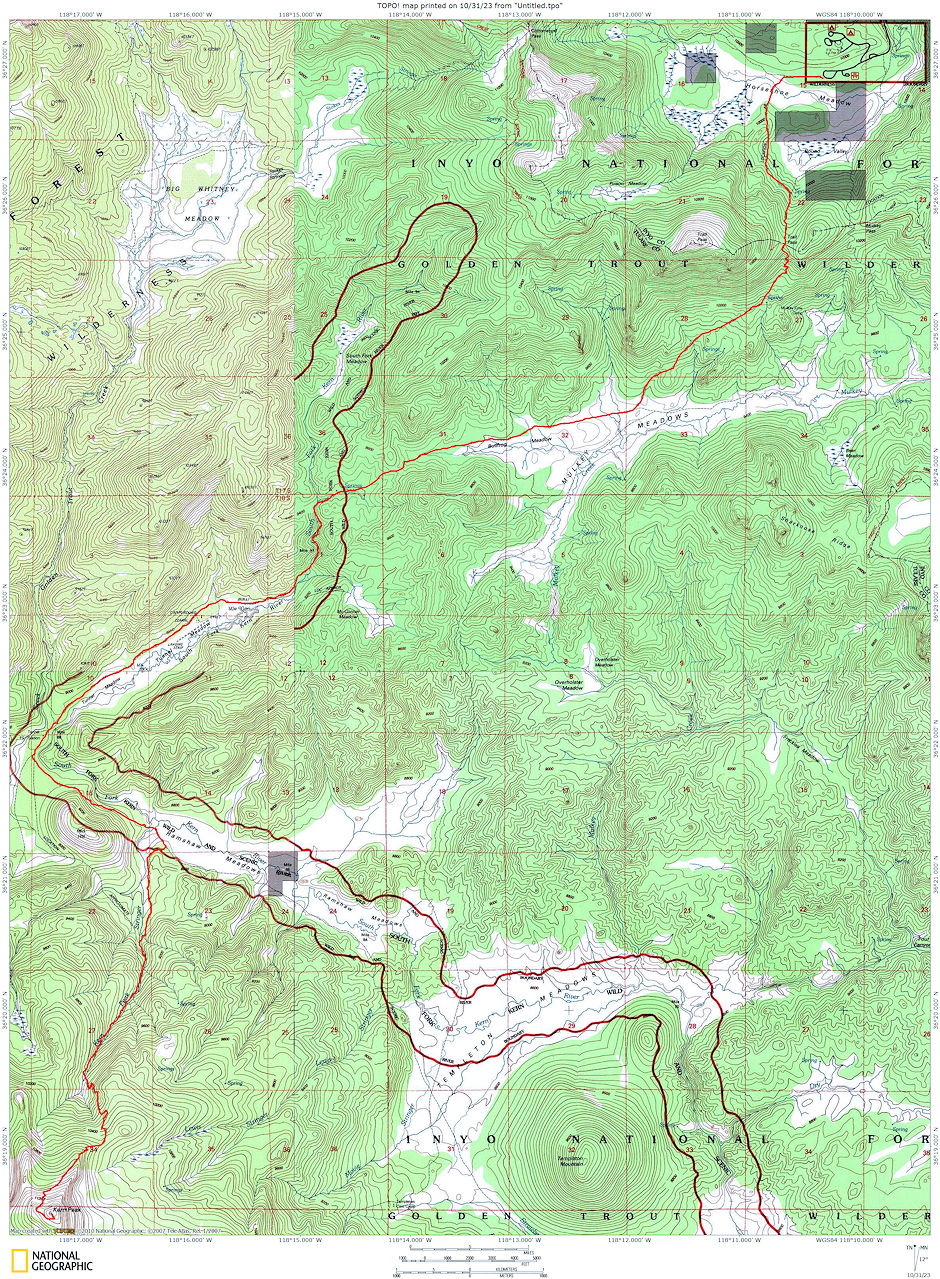 Route map to Kern Peak 1975 Route map to Kern Peak 1975