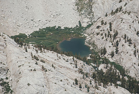 Mirror Lake on Mount Whitney Trail from Candlelight Peak - Jul 1975 Mirror Lake on Mount Whitney Trail from Candlelight Peak - Jul 1975