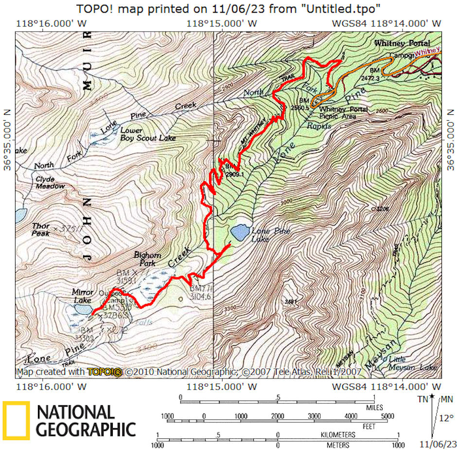 Route map to Mirror Lake 1975