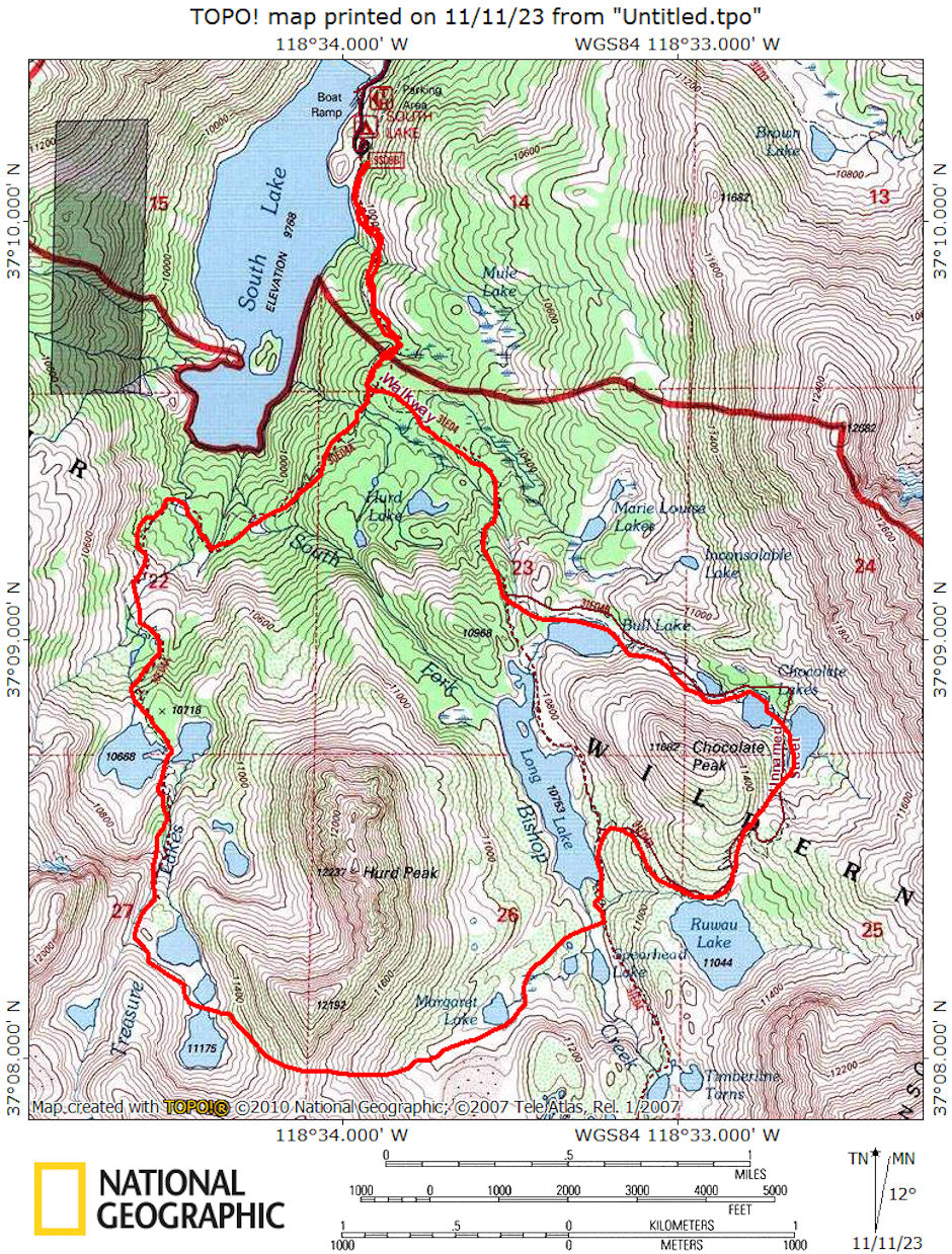 Treasure Lakes loop route 1975 Treasure Lakes loop route 1975
