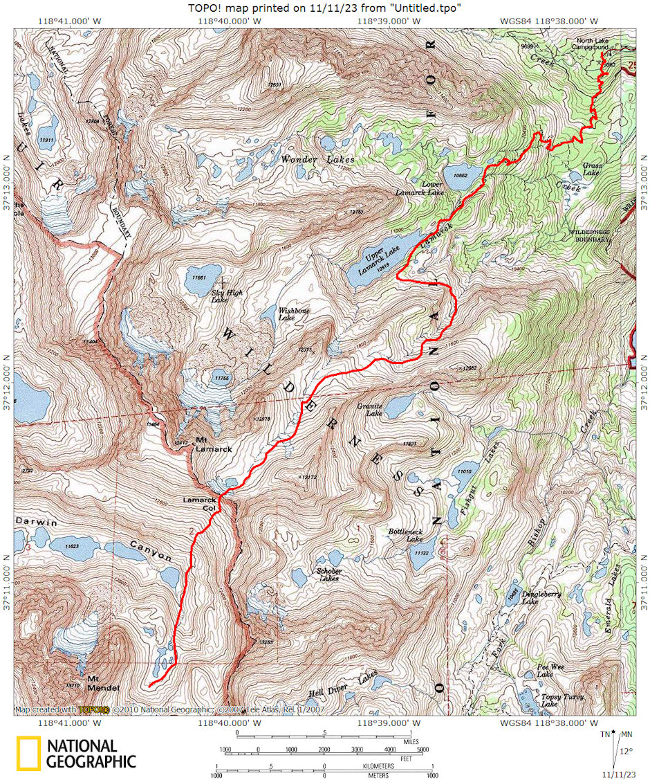 LaMarck Col route map 1975 LaMarck Col route map 1975