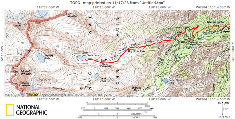 Route map to Boy Scout Lakes 1976 Route map to Boy Scout Lakes 1976
