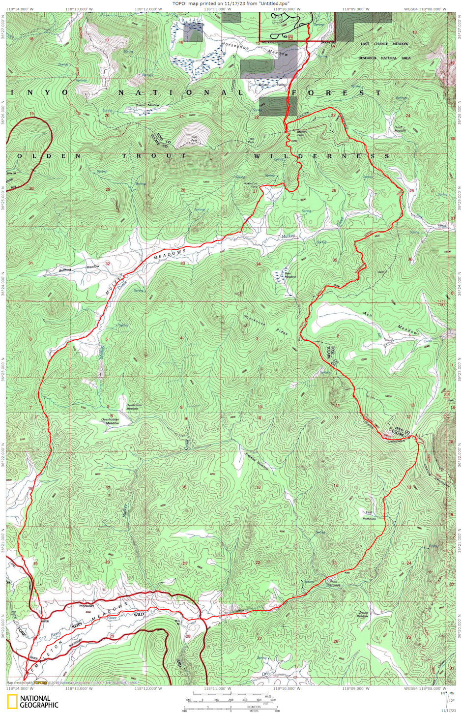 Route map for Templeton Meadow 1976