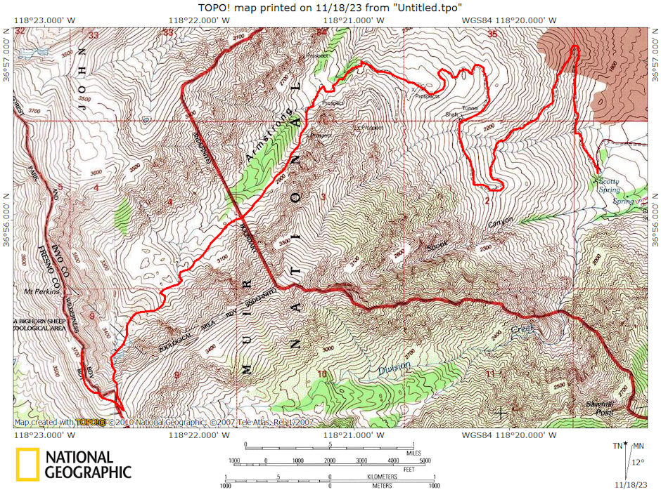 Armstrong Canyon/Mt. Perkins Ridge route map