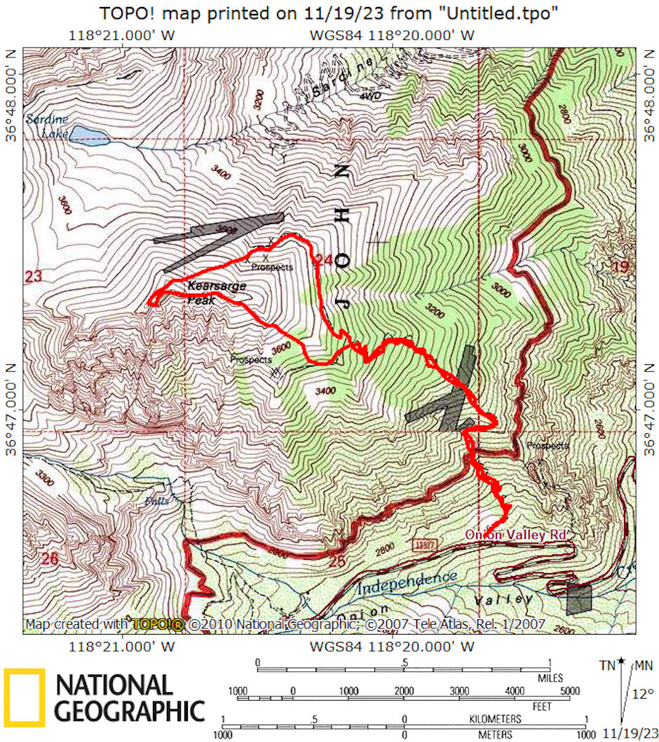 Kearsarge Peak route map 1976 Kearsarge Peak route map 1976