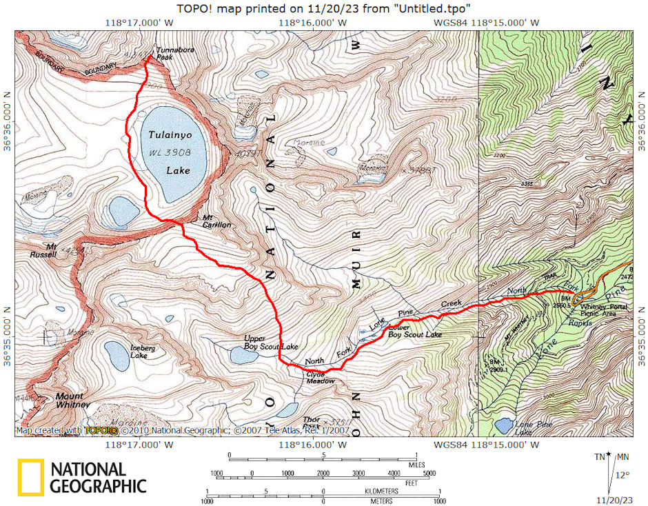 Tunnabora Peak route map 1976 Tunnabora Peak route map 1976