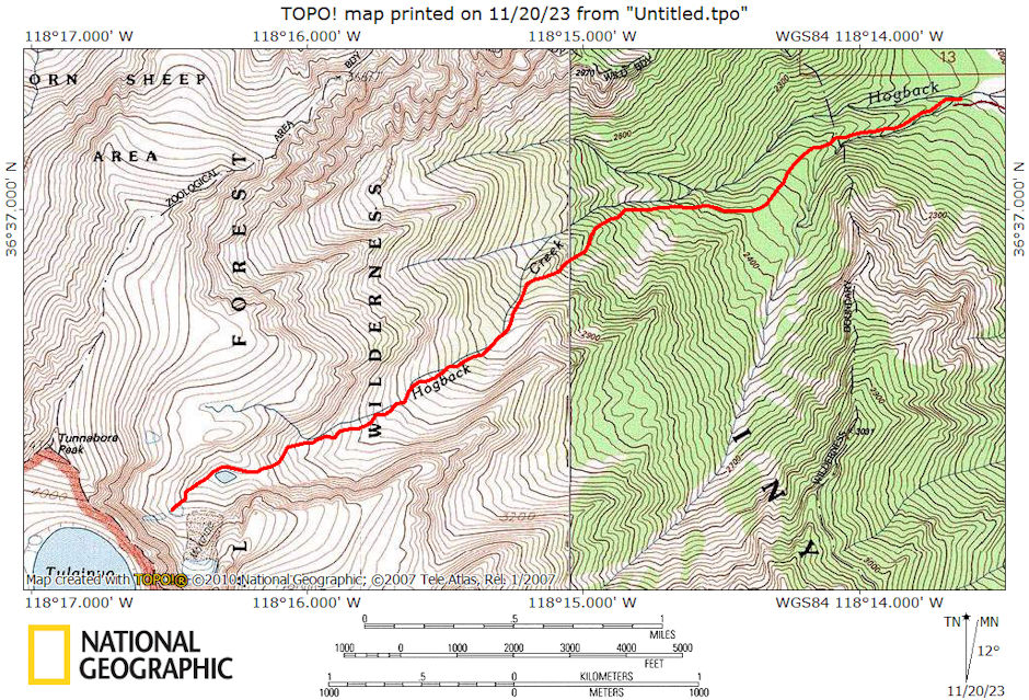 Hogback Creek Route to Gambler Aircraft Crash site 1976 Hogback Creek Route to Gambler Aircraft Crash site 1976