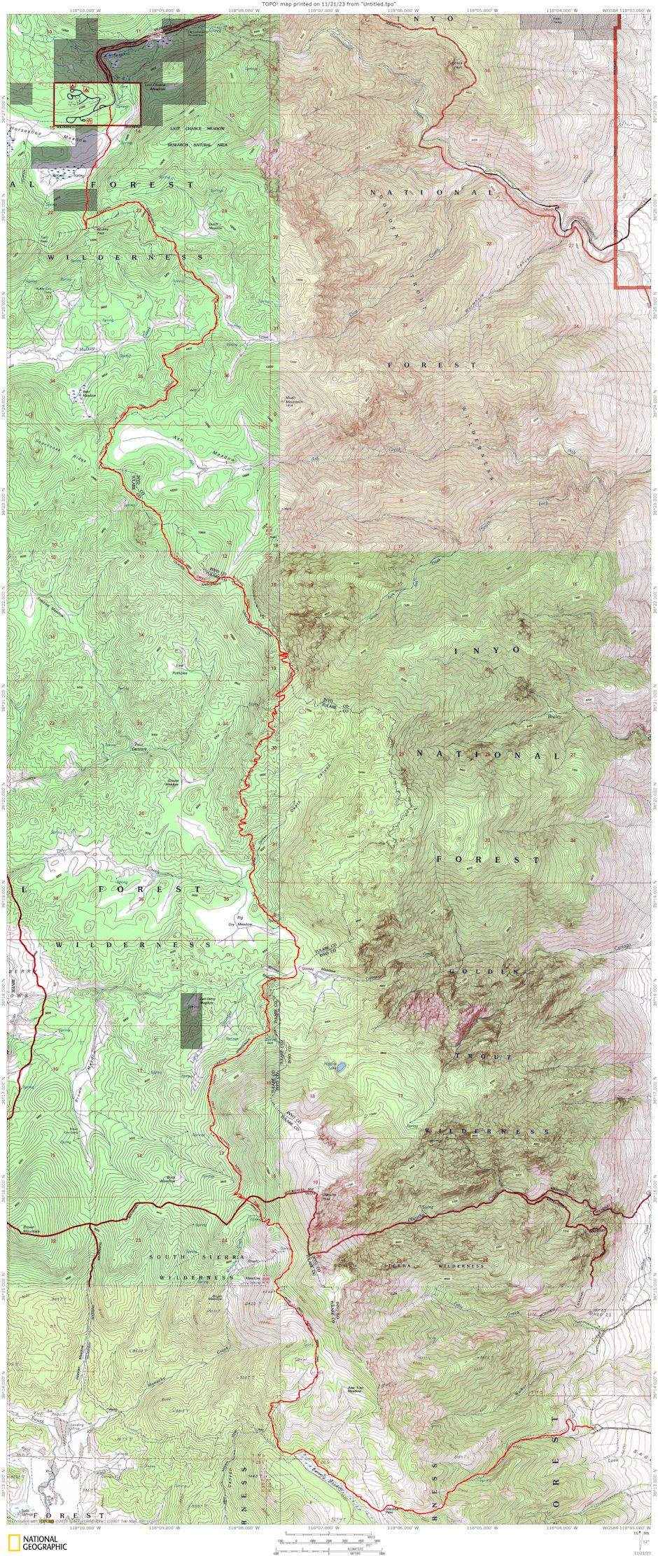 Horseshoe Meadows to Olancha via Pacific Crest Trail route map 1976 Horseshoe Meadows to Olancha via Pacific Crest Trail route map 1976