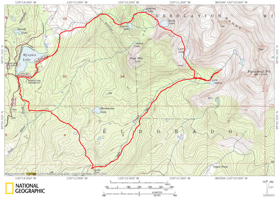 Desolation Wilderness Route Map 1977 Desolation Wilderness Route Map 1977