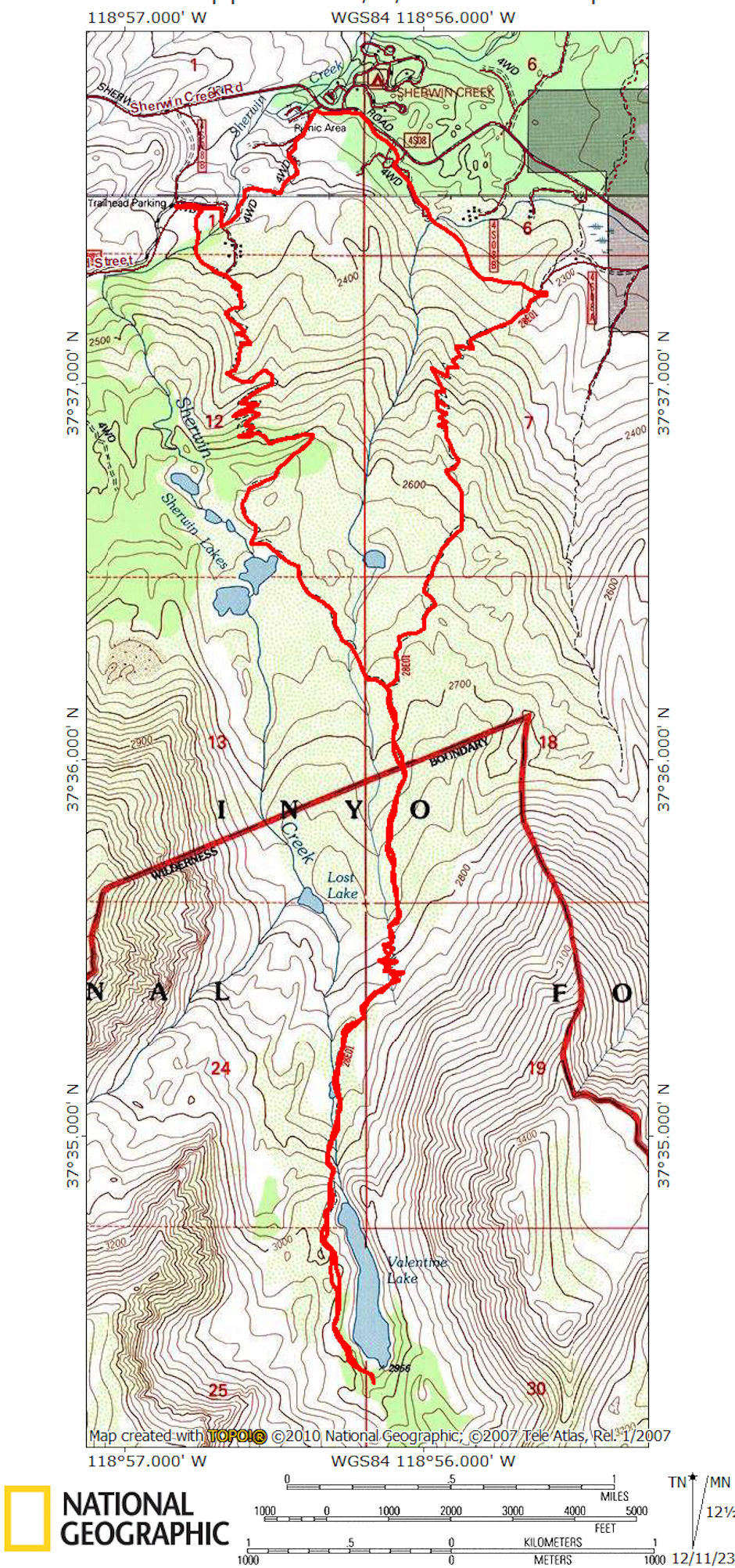 Valentine Lake/Sherwin Lakes route 1977