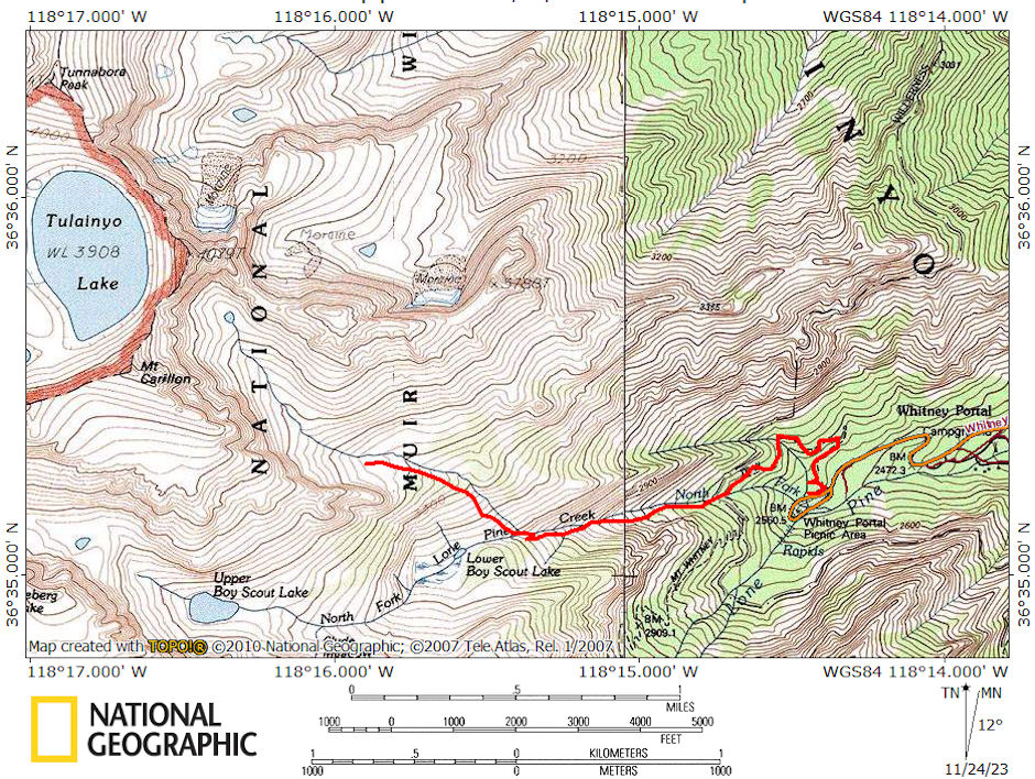 Whitney Portal above Lower Boy Scout Lake 1978