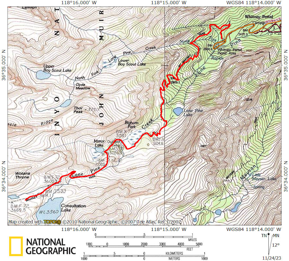 Consultation Lake from Whitney Portal 1978