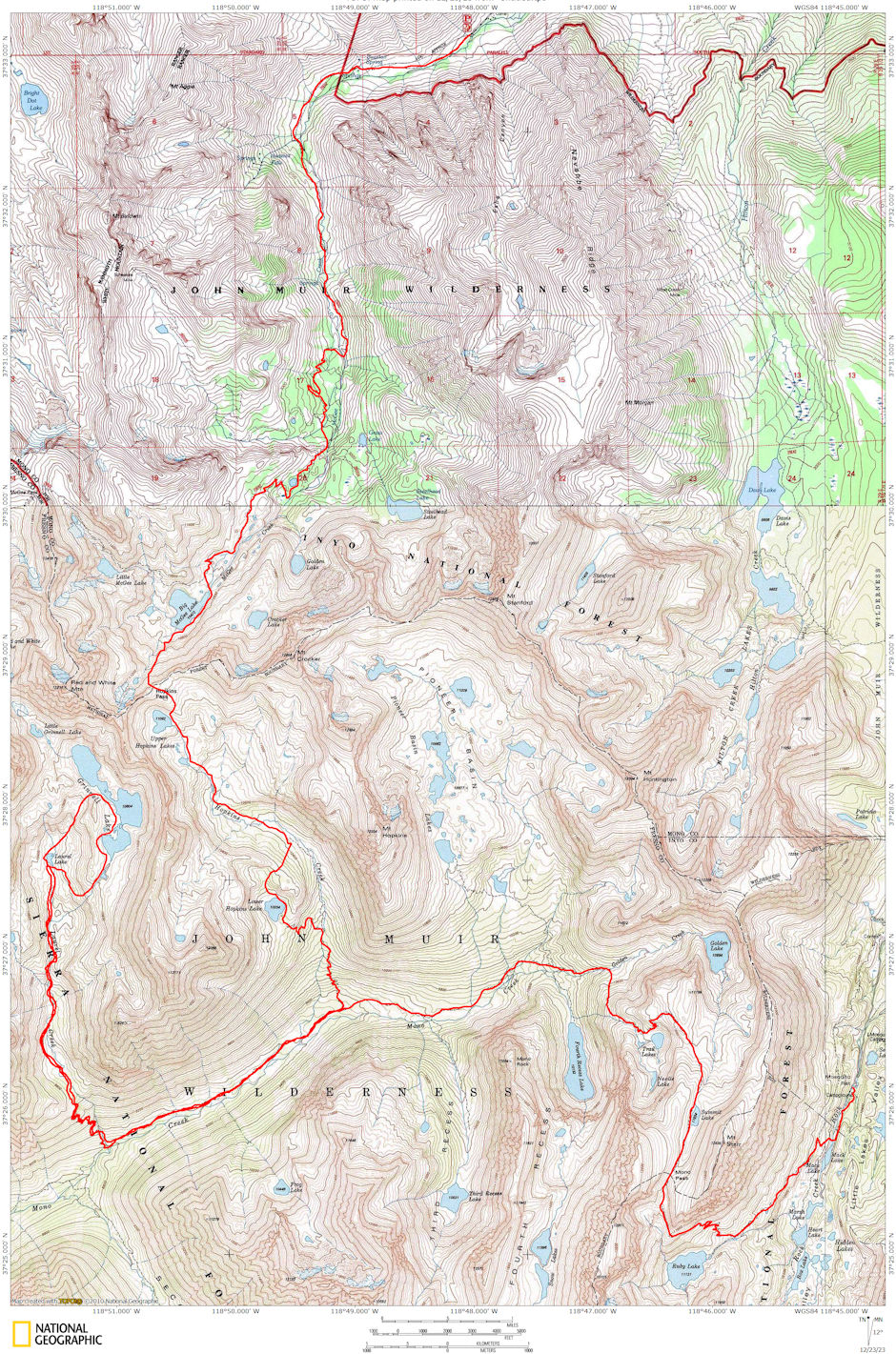 Grinnell Lake Basin loop route 1979 Grinnell Lake Basin loop route 1979