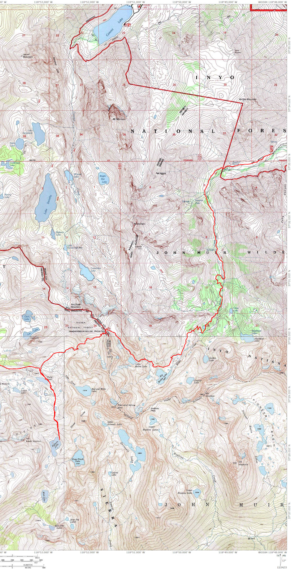 First three days of Graveyard Lake Deck Trek 1979 (travel from right side)