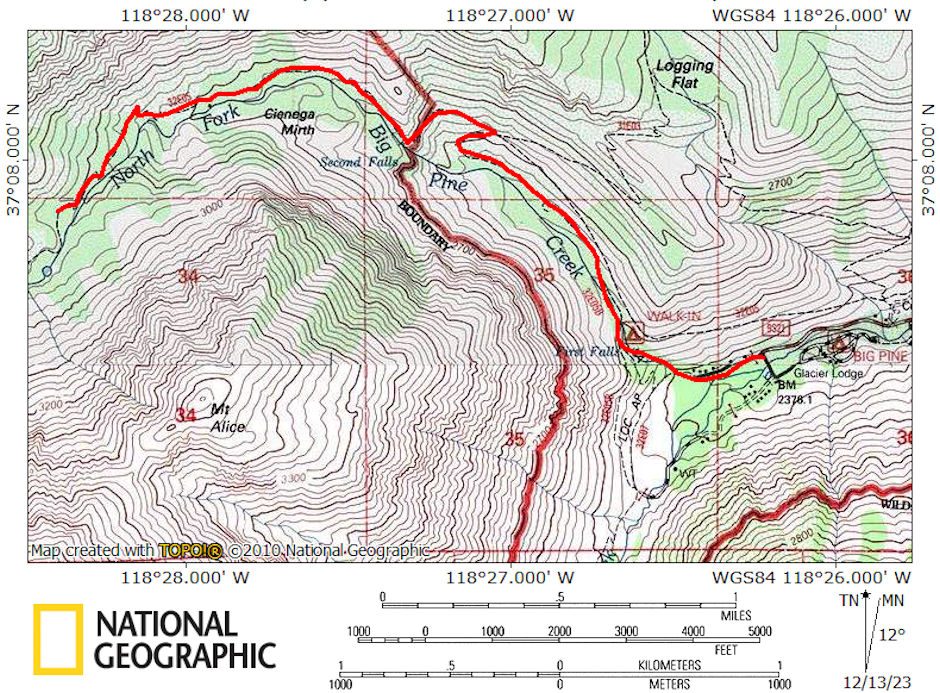 Big Pine Creek to below First Lake 1980 Big Pine Creek to below First Lake 1980