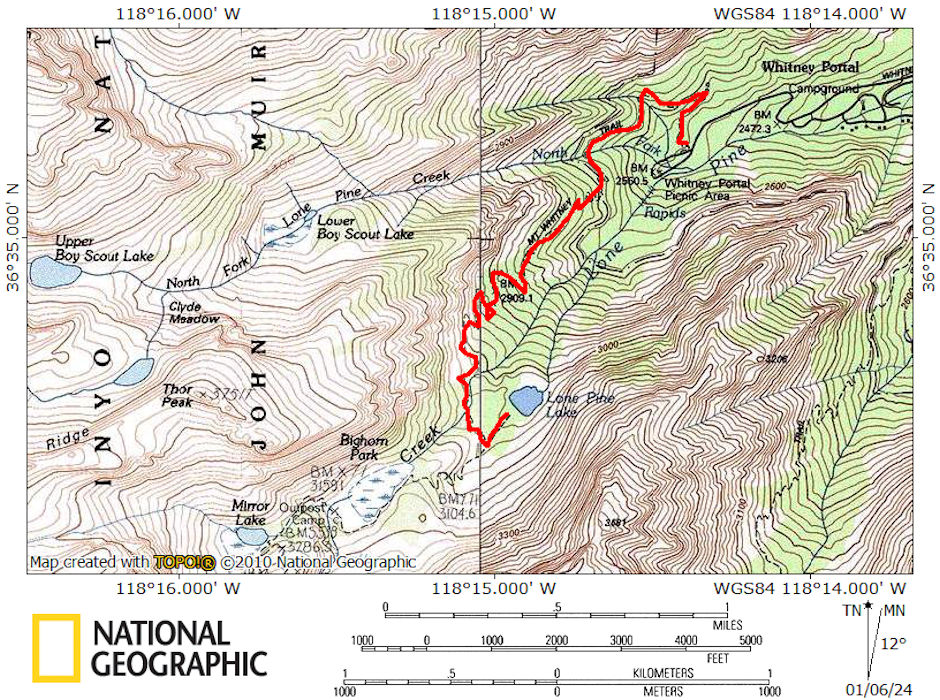 Lone Pine Lake route from Whitney Portal