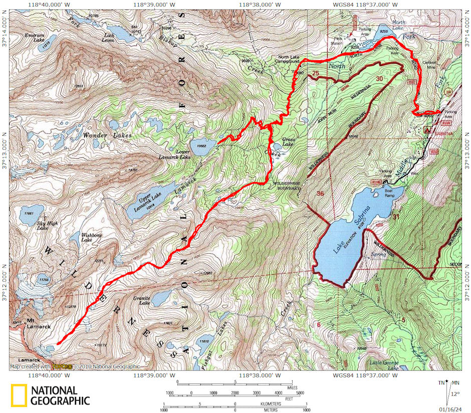 North Lake and Green Lake and Lamarck Col route 1980