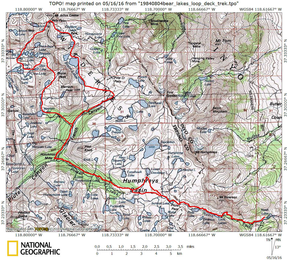 Bear Lakes Loop Deck Trek Route Map Bear Lakes Loop Deck Trek Route Map
