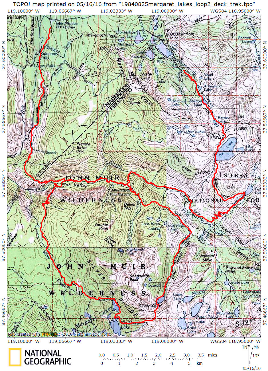 Margaret Lakes Loop Route Map Margaret Lakes Loop Route Map