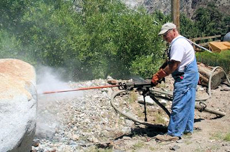 Pine Creek Mine - Pete demonstrating Jack Leg drill