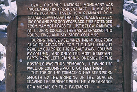 Devil's Postpile Information - Devil's Postpile National Monument 27 Aug 1966 Devil's Postpile Information - Devil's Postpile National Monument 27 Aug 1966