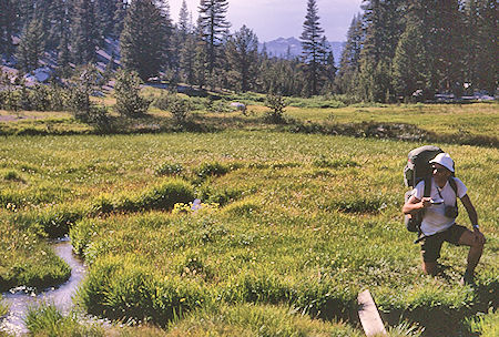 Getting a drink along the trail - John Muir Wilderness 19 Aug 1967 Getting a drink along the trail - John Muir Wilderness 19 Aug 1967