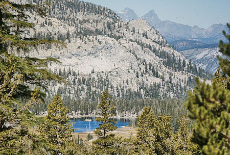 Grass Lake, Mt. Ritter and Banner Peak (skylne) - John Muir Wilderness 31 Aug 1976