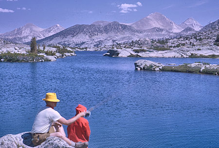 Brooks and Smith fishing at Marie Lake - John Muir Wilderness 15 Aug 1962 Brooks and Smith fishing at Marie Lake - John Muir Wilderness 15 Aug 1962