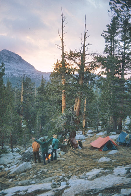 Sunset over Lou Beverly Lake camp - John Muir Wilderness 07 Sep 1976