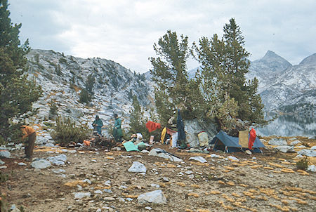 Drying out camp at Rose Lake - John Muir Wilderness 06 Sep 1976